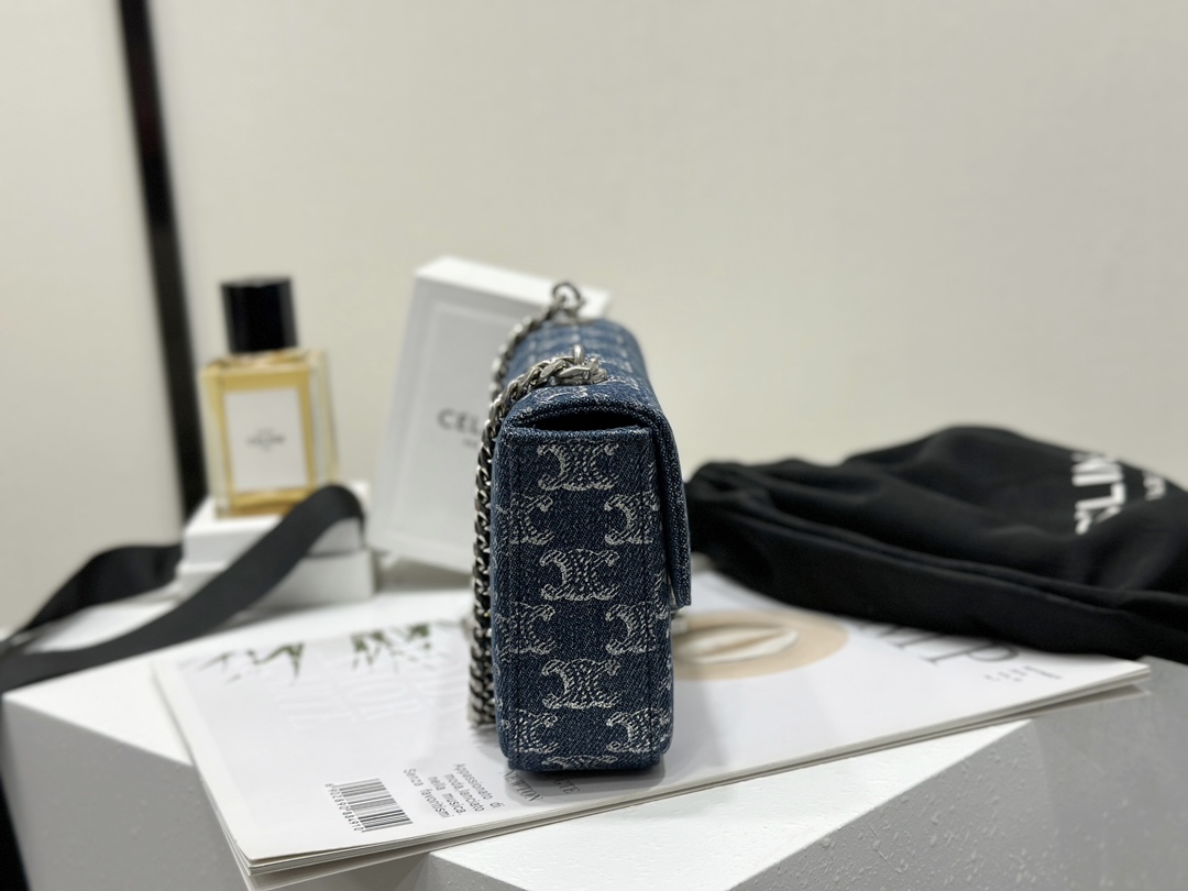 Triomphe Denim Chain Bag