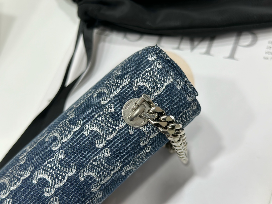 Triomphe Denim Chain Bag