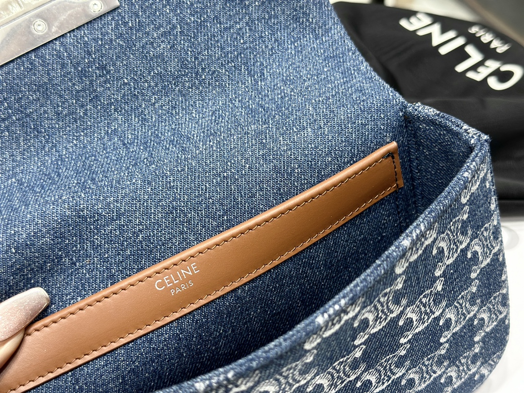 Triomphe Denim Chain Bag