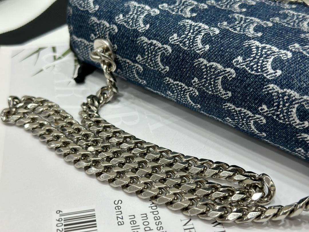 Triomphe Denim Chain Bag