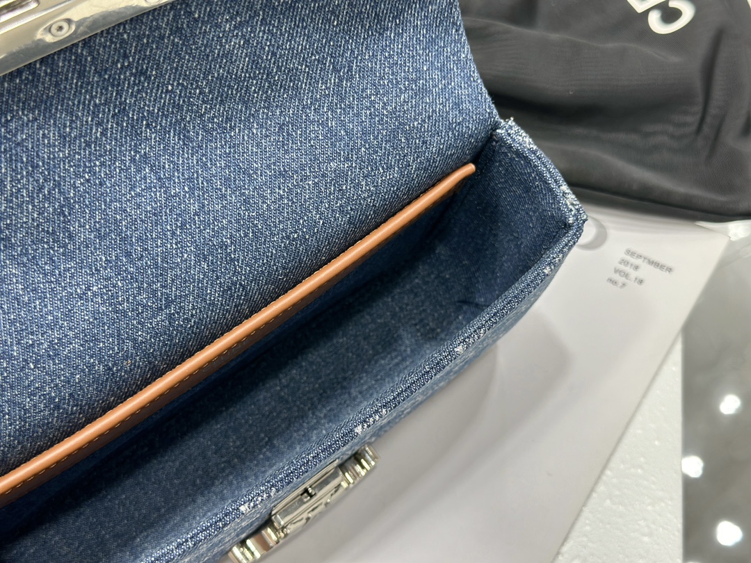 Triomphe Denim Chain Bag