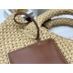 Triomphe Small Classic Plant Material and Soft Leather Tote Bag, Handwoven Handbag