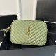 Green YSL Loulou Stitched Camera Bag, Detachable Tassel  