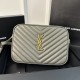 Grey YSL Loulou Stitched Camera Bag, Detachable Tassel  