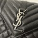 YSL Envelope 24CM Bag, Calfskin, V-Pattern Quilted Caviar Embossed Leather  