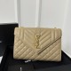 YSL Envelope 24CM Bag, Calfskin, V-Pattern Quilted Caviar Embossed Leather  