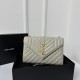 YSL Envelope 24CM Bag, Calfskin, V-Pattern Quilted Caviar Embossed Leather  