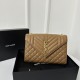 YSL Envelope 24CM Bag, Calfskin, V-Pattern Quilted Caviar Embossed Leather  