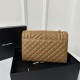 YSL Envelope 24CM Bag, Calfskin, V-Pattern Quilted Caviar Embossed Leather  