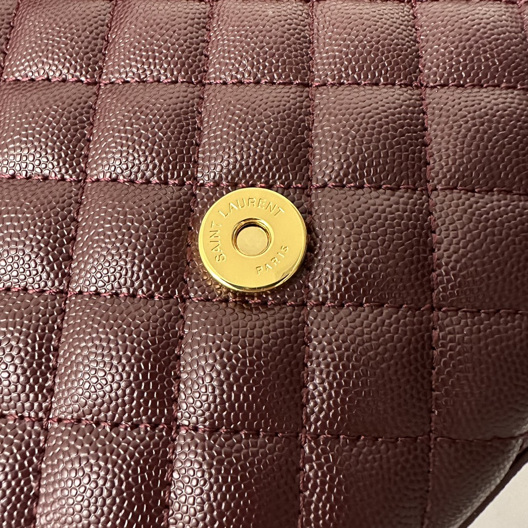 YSL Envelope 24CM Bag, Calfskin, V-Pattern Quilted Caviar Embossed Leather  