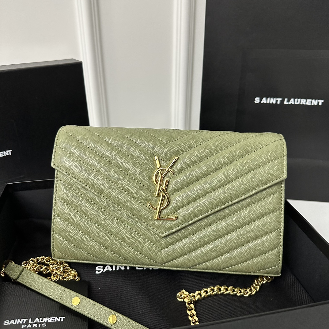 YSL Monogram WOC 22.5cm, Classic Scratch-Resistant Caviar Leather  