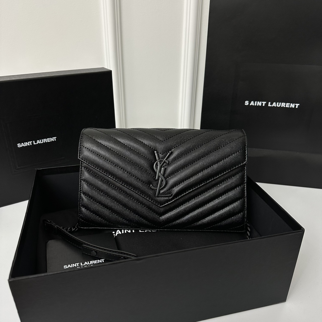 YSL Monogram WOC 22.5cm, Classic Scratch-Resistant Caviar Leather  