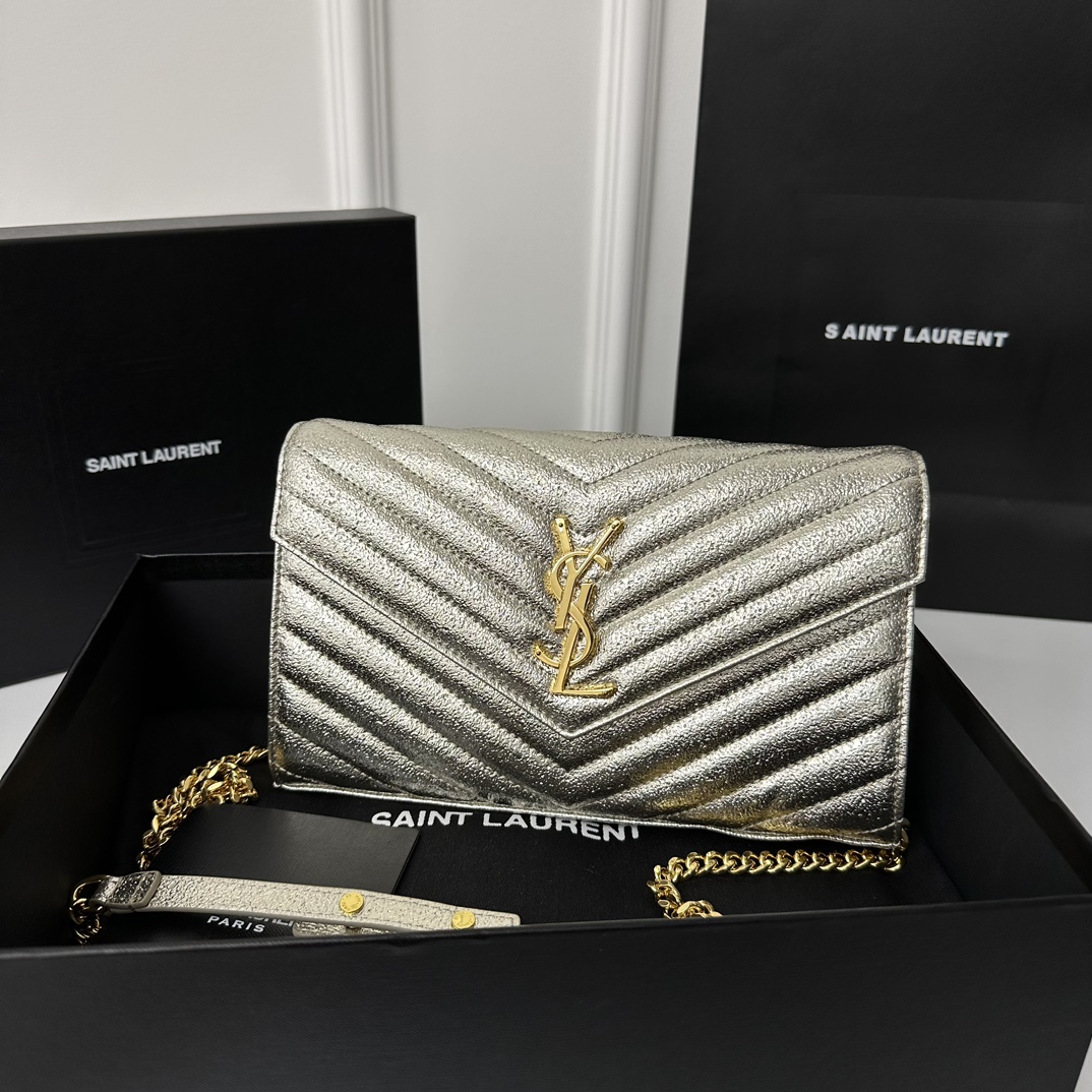 YSL Monogram WOC 22.5cm, Classic Scratch-Resistant Caviar Leather  