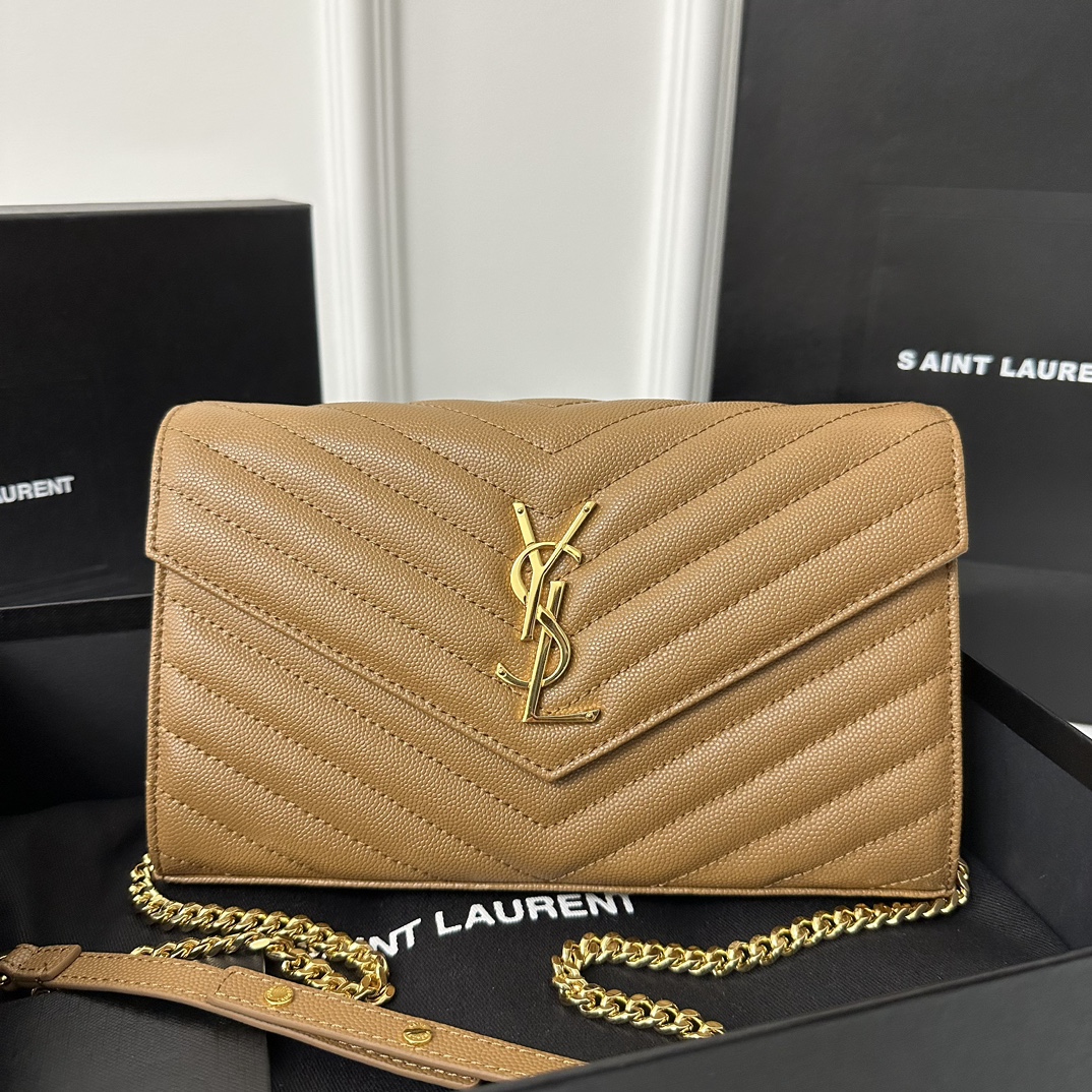 YSL Monogram WOC 22.5cm, Classic Scratch-Resistant Caviar Leather  