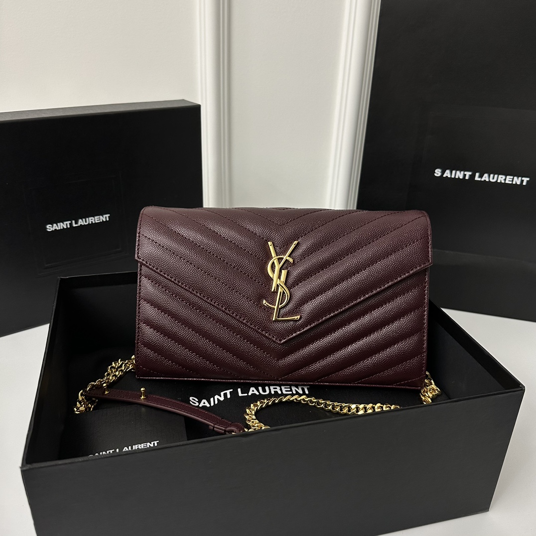 YSL Monogram WOC 22.5cm, Classic Scratch-Resistant Caviar Leather  