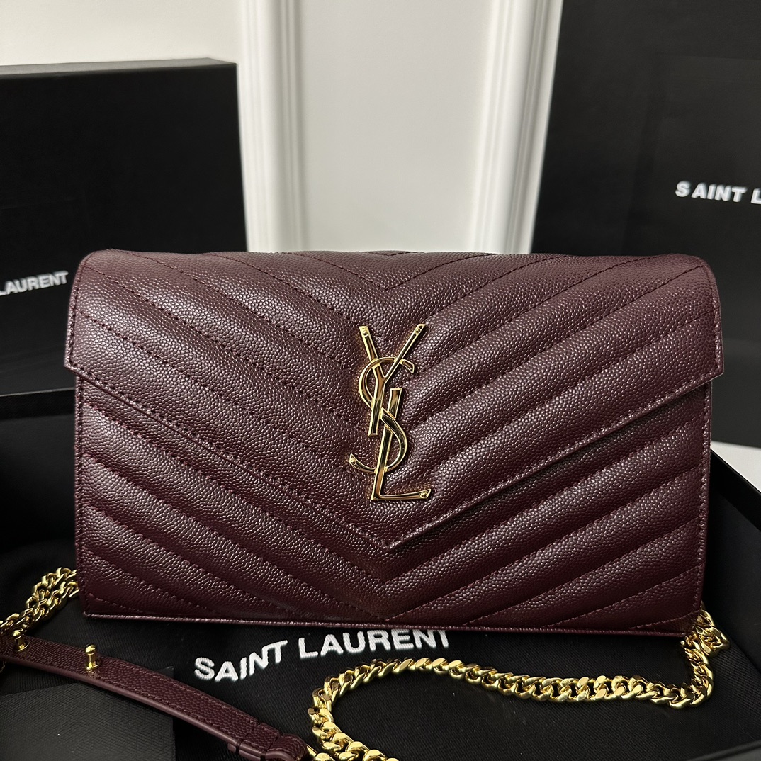 YSL Monogram WOC 22.5cm, Classic Scratch-Resistant Caviar Leather  