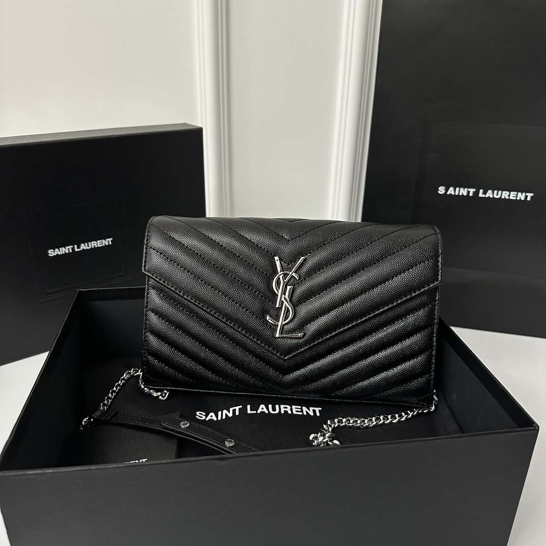 YSL Monogram WOC 22.5cm, Classic Scratch-Resistant Caviar Leather  