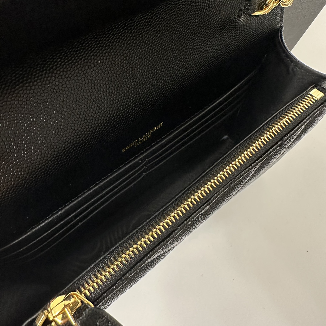 YSL Monogram WOC 19cm, Classic Scratch-Resistant Caviar Leather  