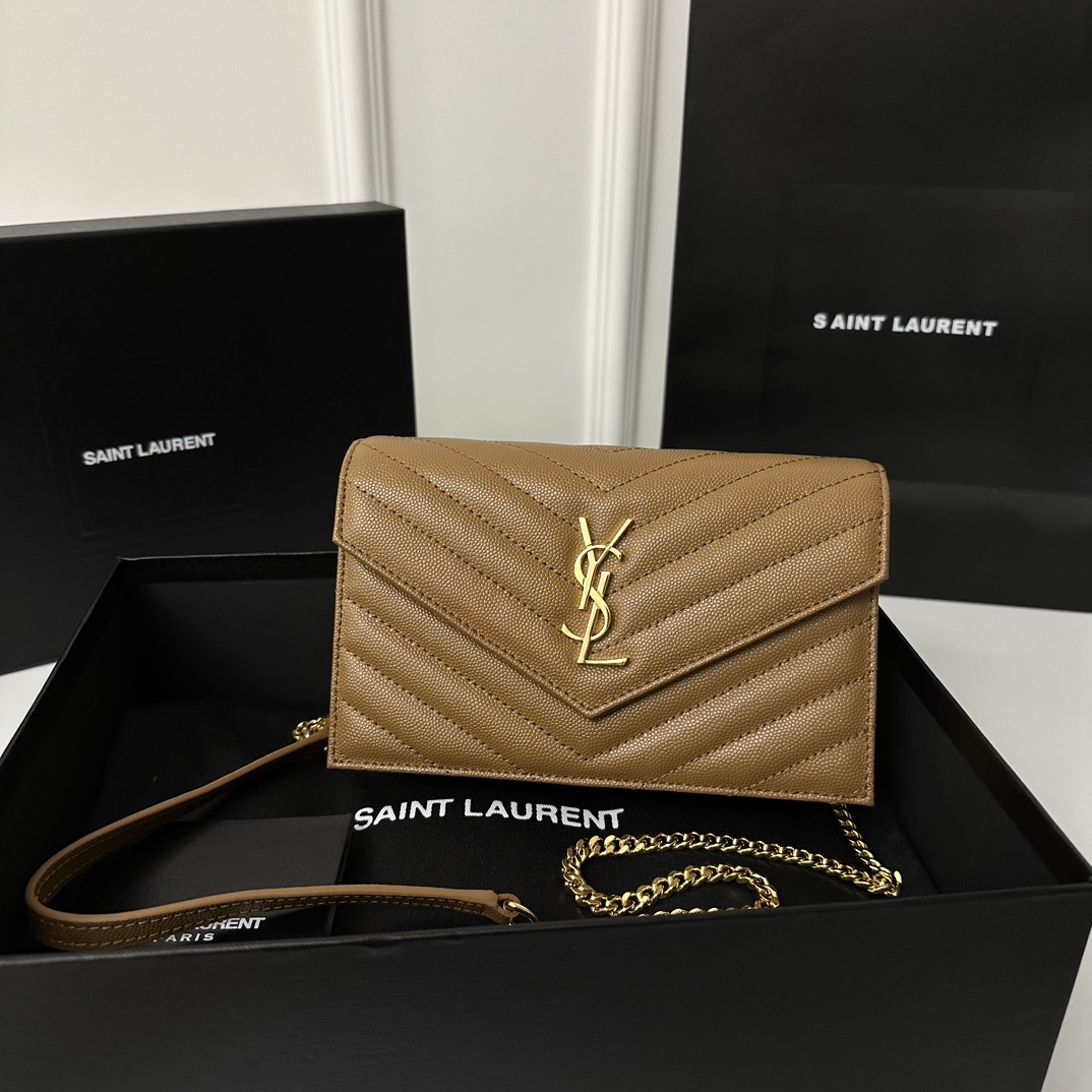 YSL Monogram WOC 19cm, Classic Scratch-Resistant Caviar Leather  