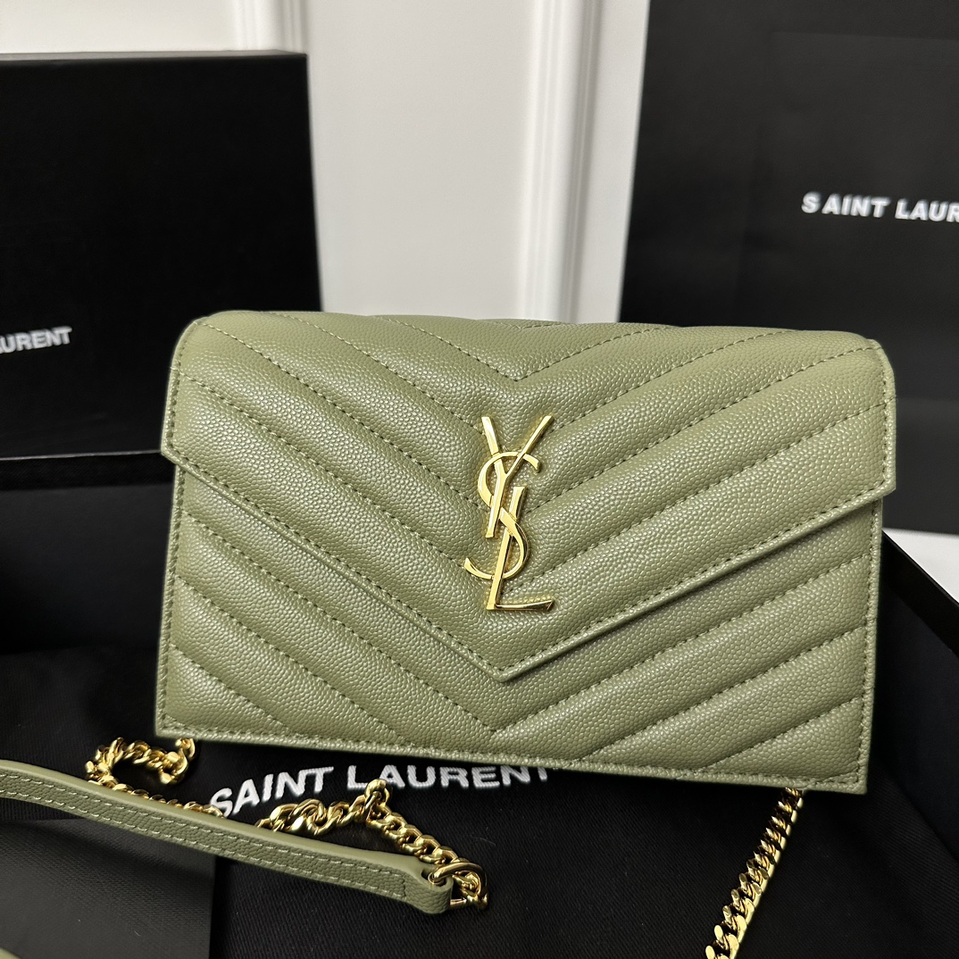 YSL Monogram WOC 19cm, Classic Scratch-Resistant Caviar Leather  