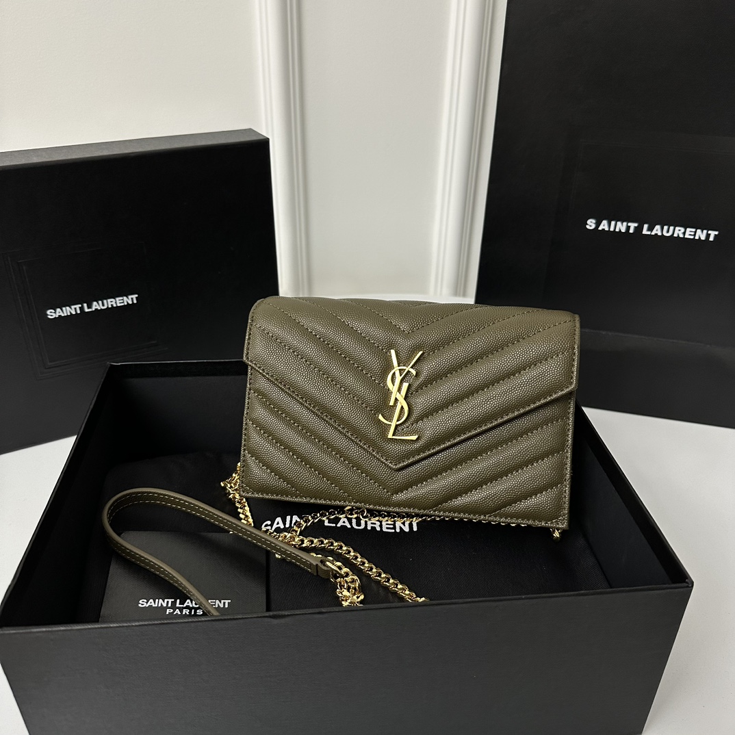 YSL Monogram WOC 19cm, Classic Scratch-Resistant Caviar Leather  