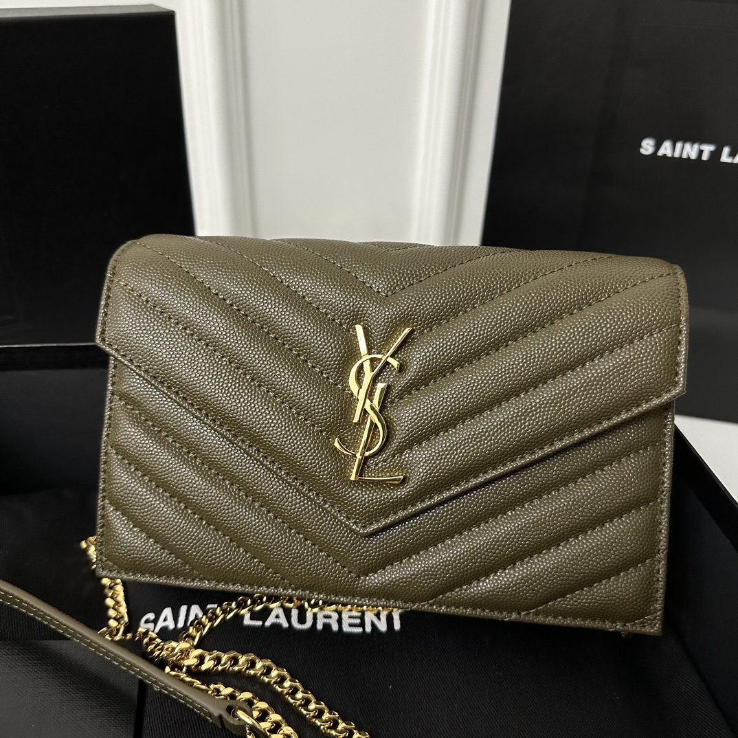 YSL Monogram WOC 19cm, Classic Scratch-Resistant Caviar Leather  