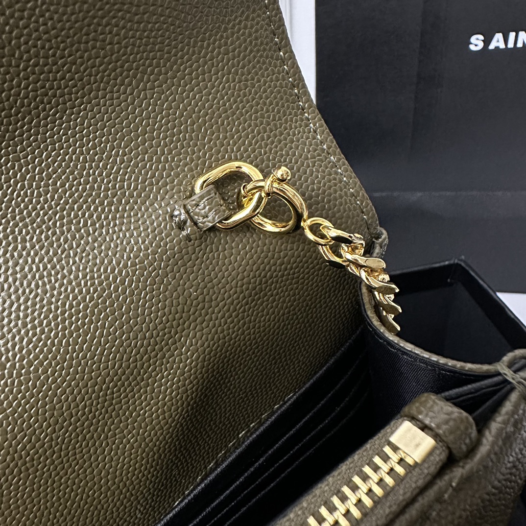 YSL Monogram WOC 19cm, Classic Scratch-Resistant Caviar Leather  