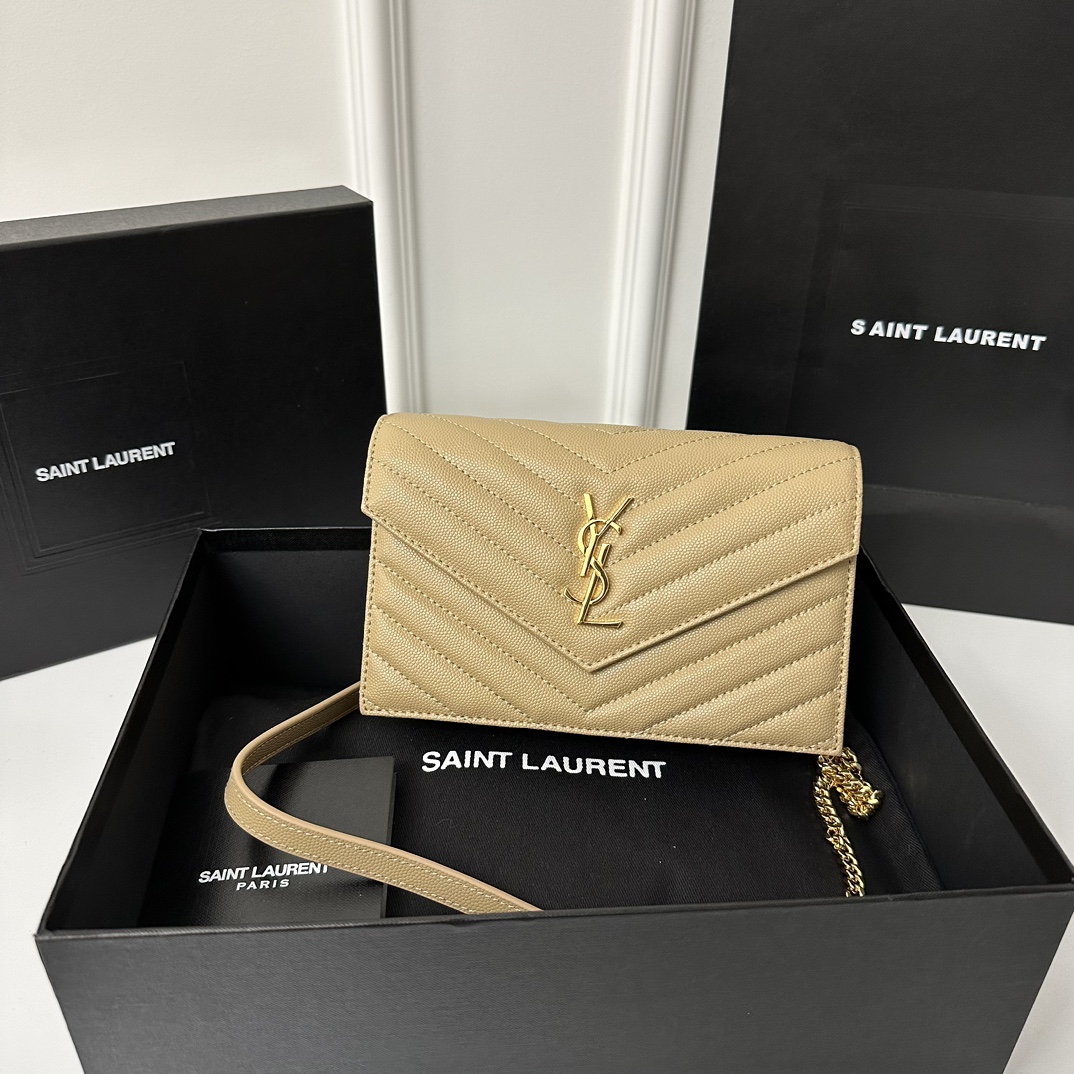 YSL Monogram WOC 19cm, Classic Scratch-Resistant Caviar Leather