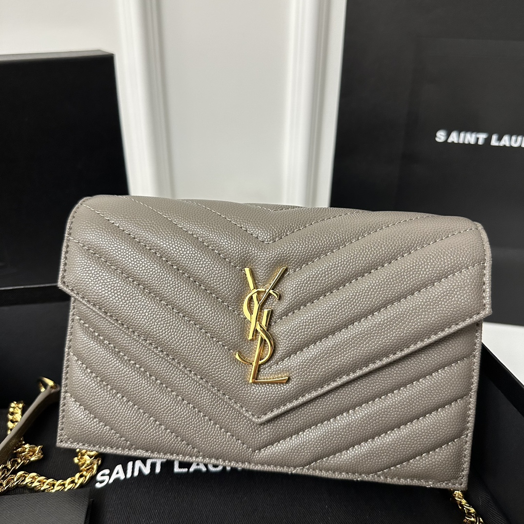 YSL Monogram WOC 19cm, Classic Scratch-Resistant Caviar Leather