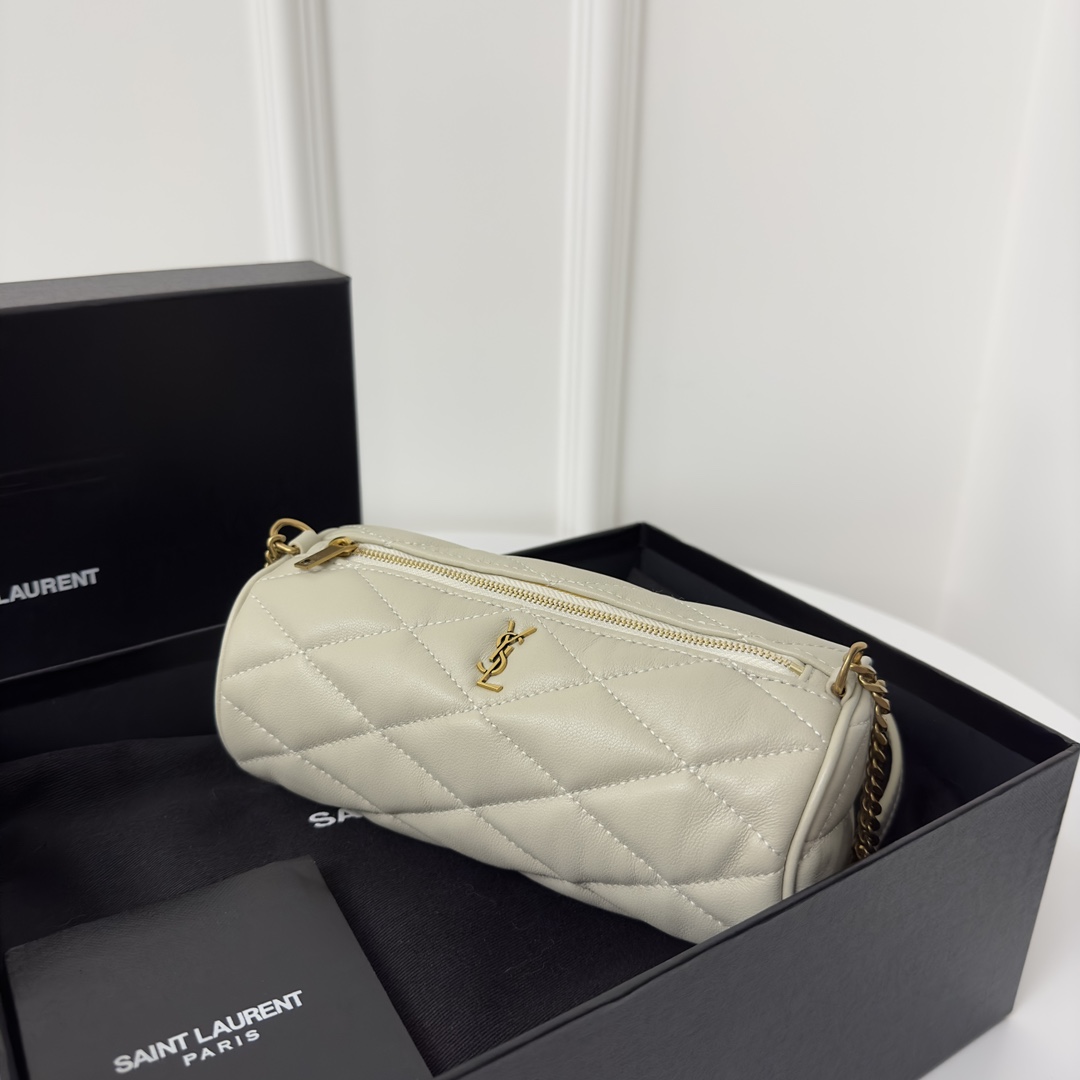 YSL SADE Small Round Bag, Classic Diamond Stitch, Soft Lamb Leather  