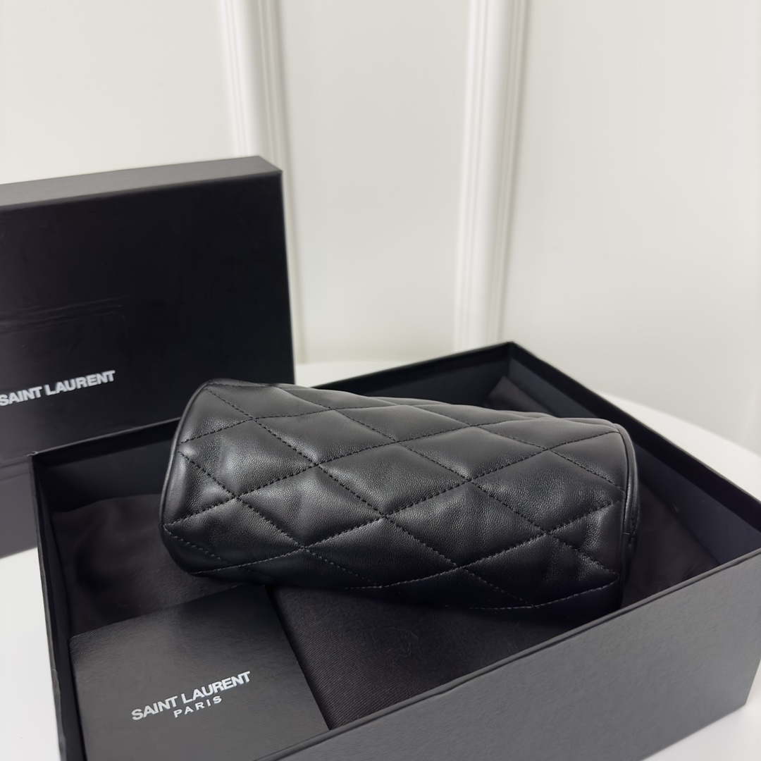 YSL SADE Small Round Bag, Classic Diamond Stitch, Soft Lamb Leather  