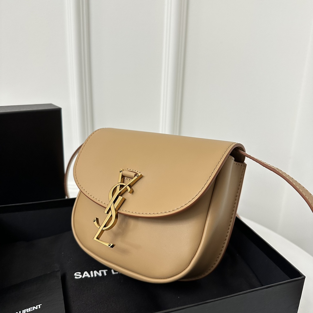 YSL Kaia Small Saddle Bag, Smooth Vegetable-Tanned Calfskin  