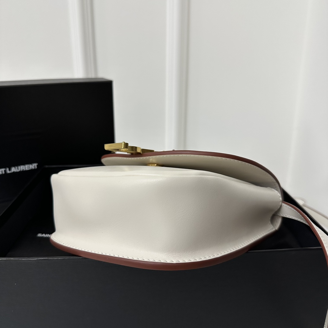 YSL Kaia Small Saddle Bag, Smooth Vegetable-Tanned Calfskin  