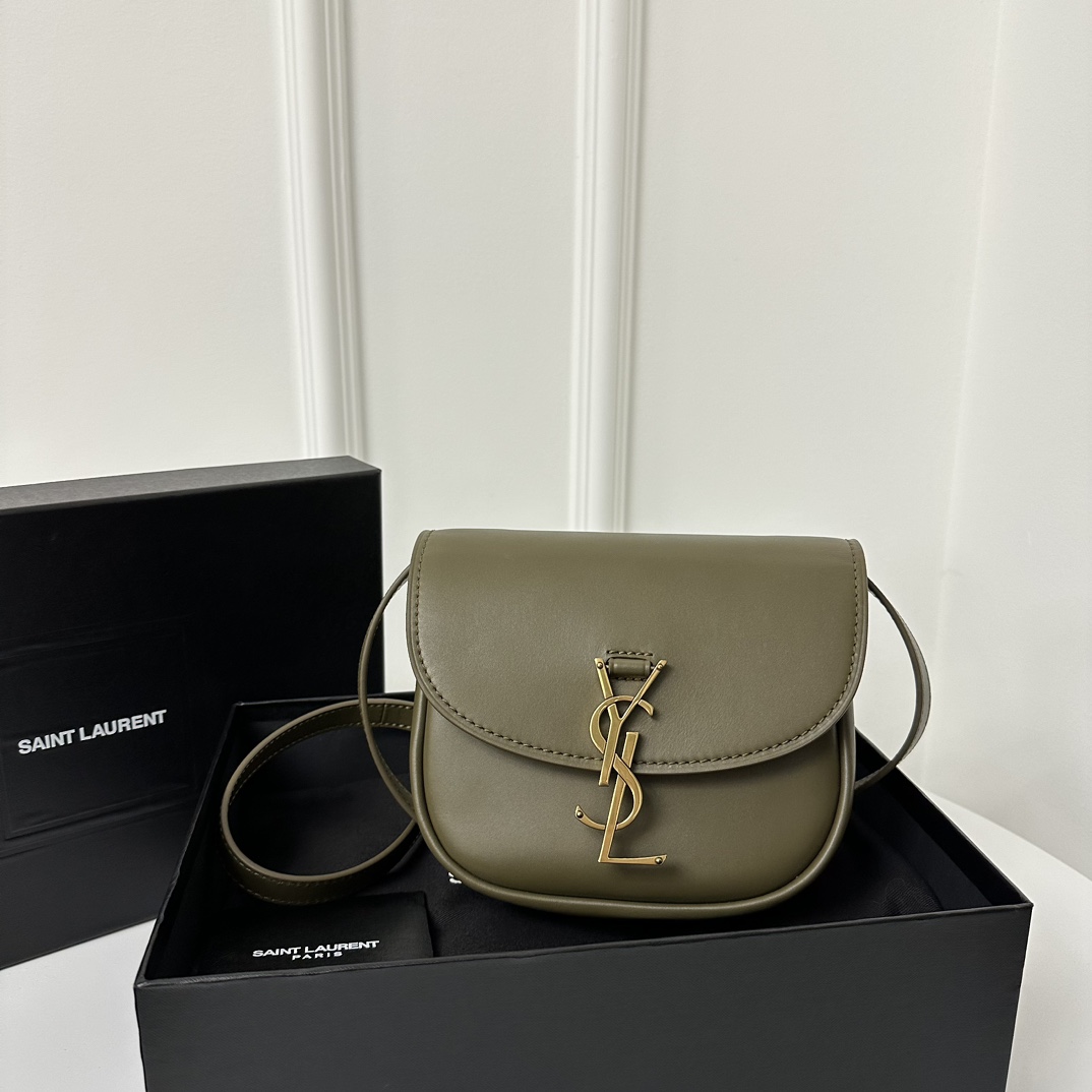 YSL Kaia Small Saddle Bag, Smooth Vegetable-Tanned Calfskin  