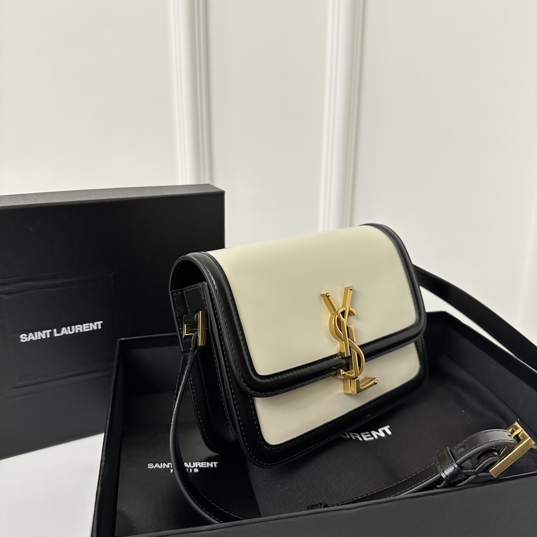 YSL Solferino Box Bag 19cm, Fine Toothpick Grain Box Calfskin  