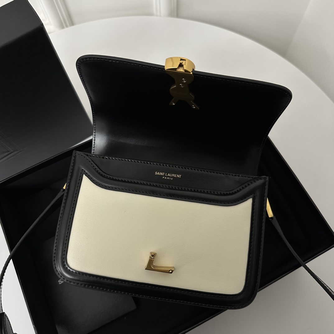 YSL Solferino Box Bag 19cm, Fine Toothpick Grain Box Calfskin  