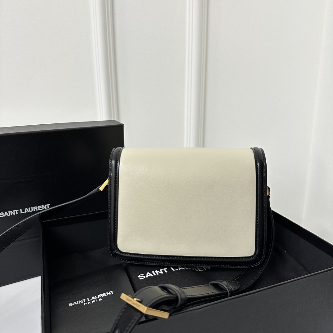 YSL Solferino Box Bag 19cm, Fine Toothpick Grain Box Calfskin  