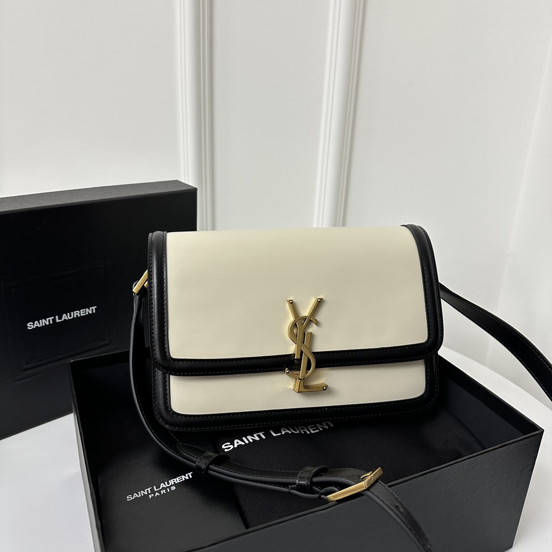 YSL Solferino Box Bag 23cm, Fine Toothpick Grain Box Calfskin  