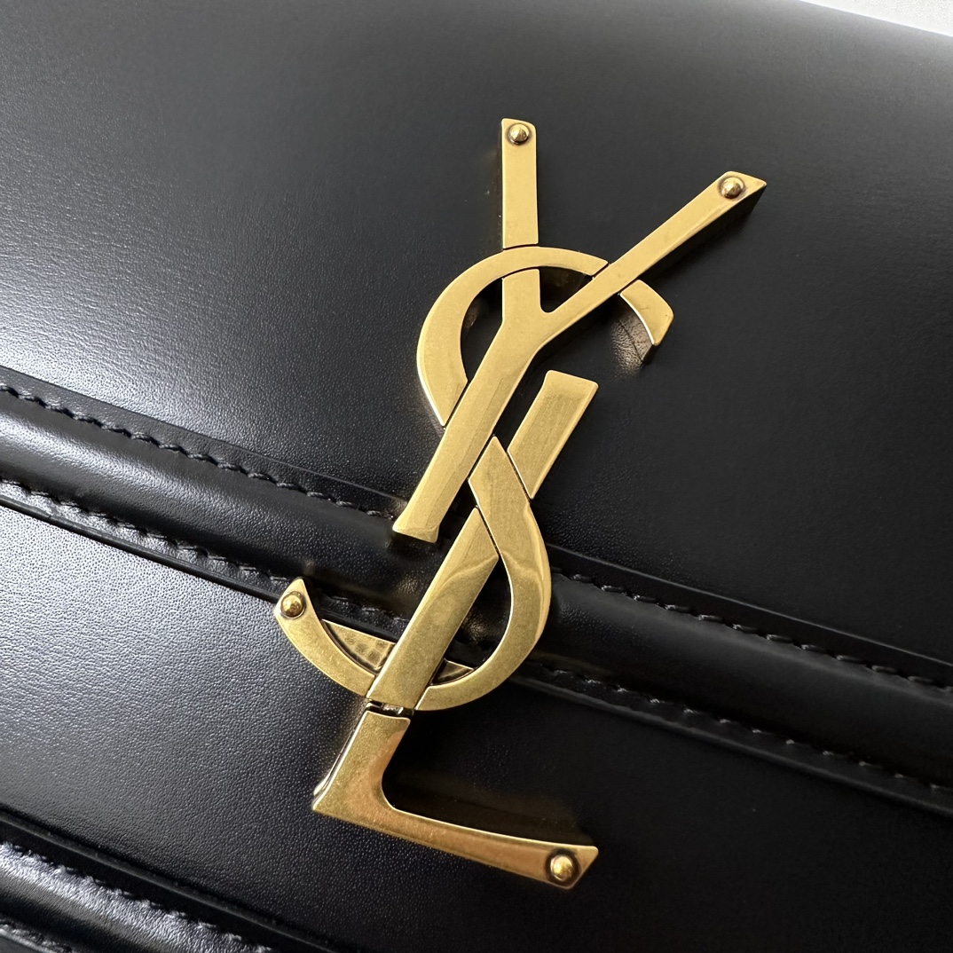 YSL Solferino Box Bag 19cm, Fine Toothpick Grain Box Calfskin  