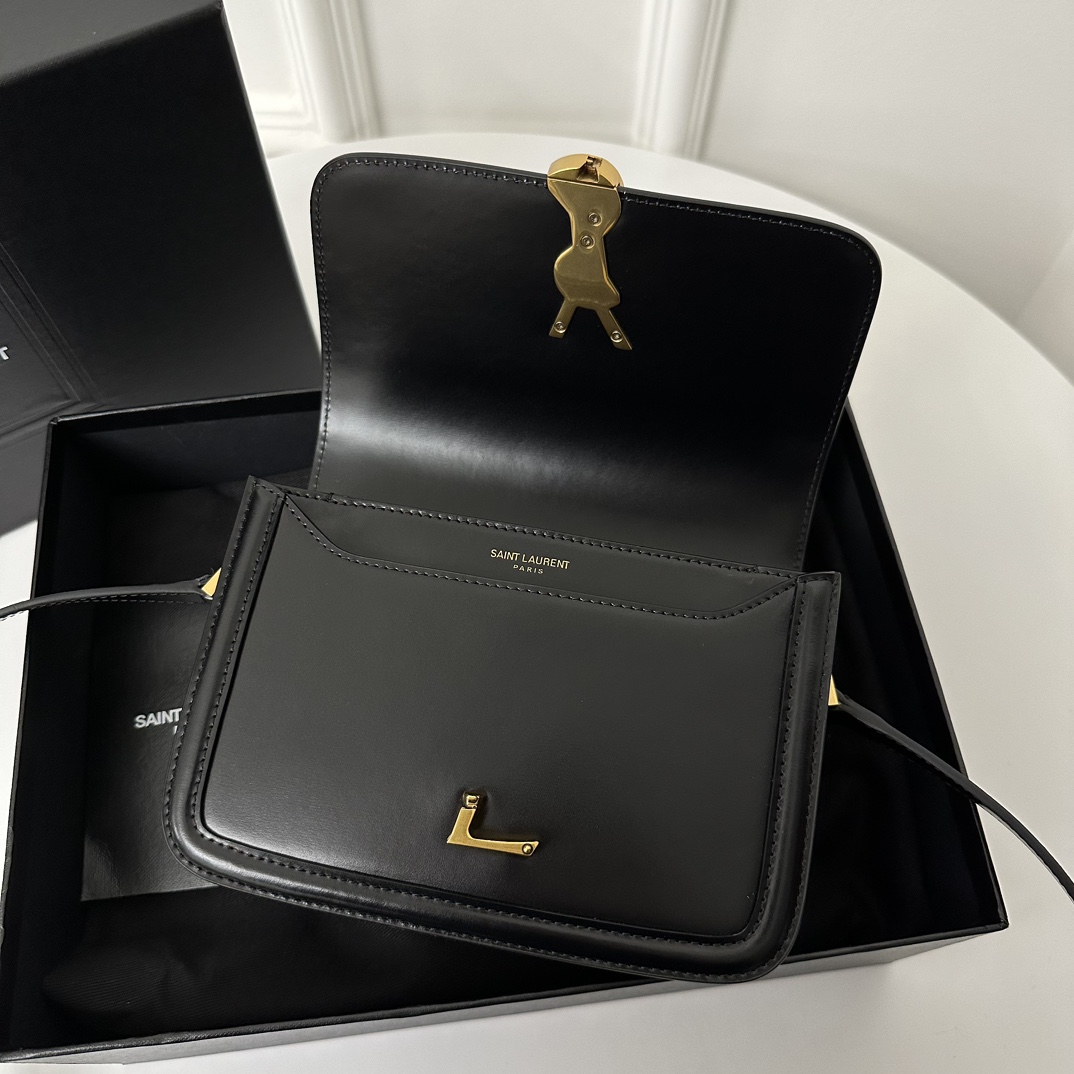 YSL Solferino Box Bag 19cm, Fine Toothpick Grain Box Calfskin  