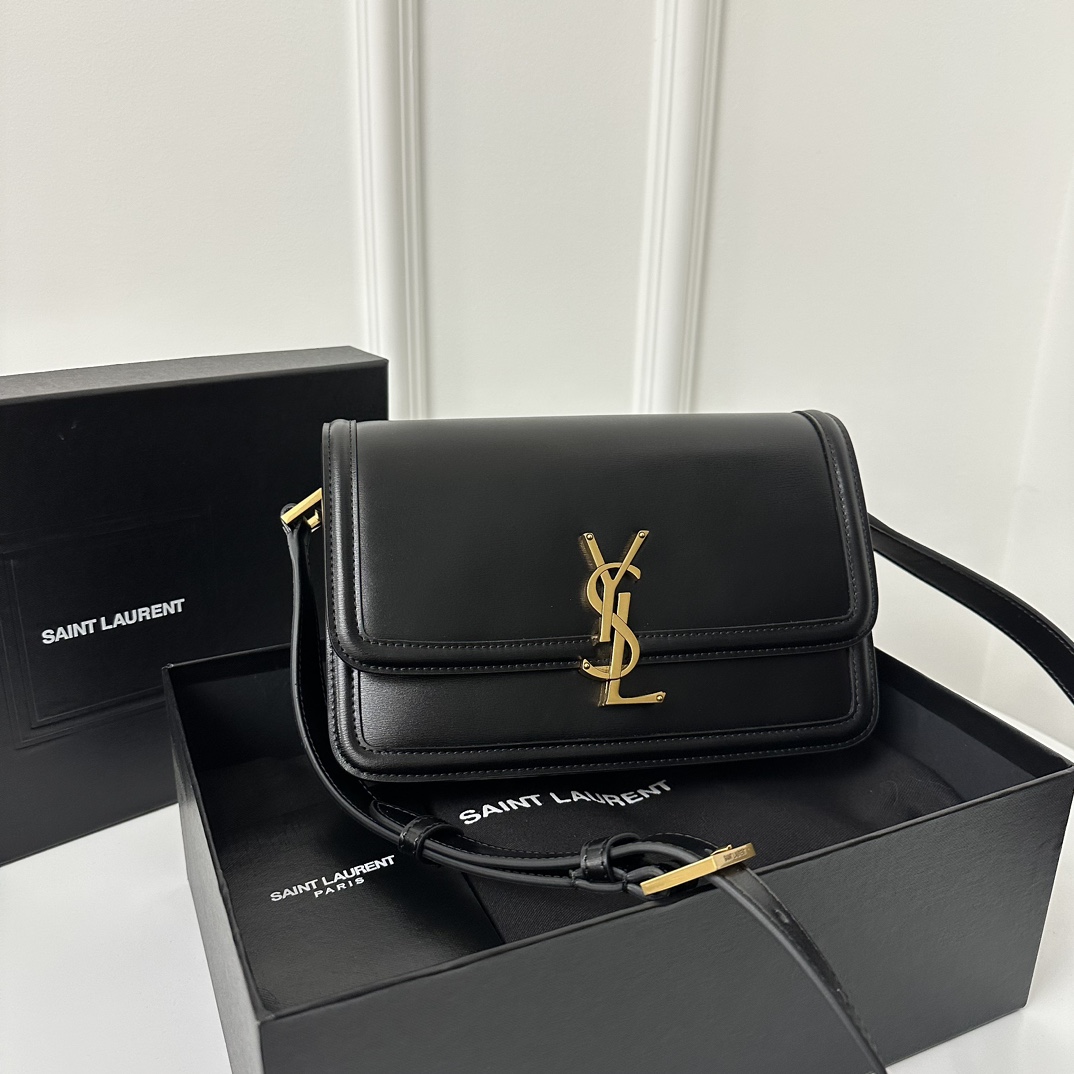 YSL Solferino Box Bag 23cm, Fine Toothpick Grain Box Calfskin  