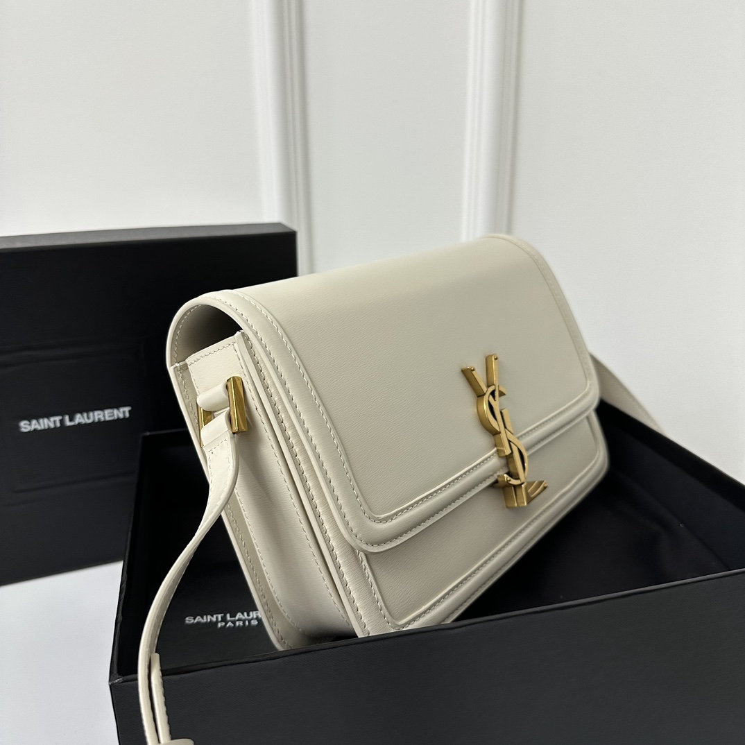 YSL Solferino Box Bag 23cm, Fine Toothpick Grain Box Calfskin  