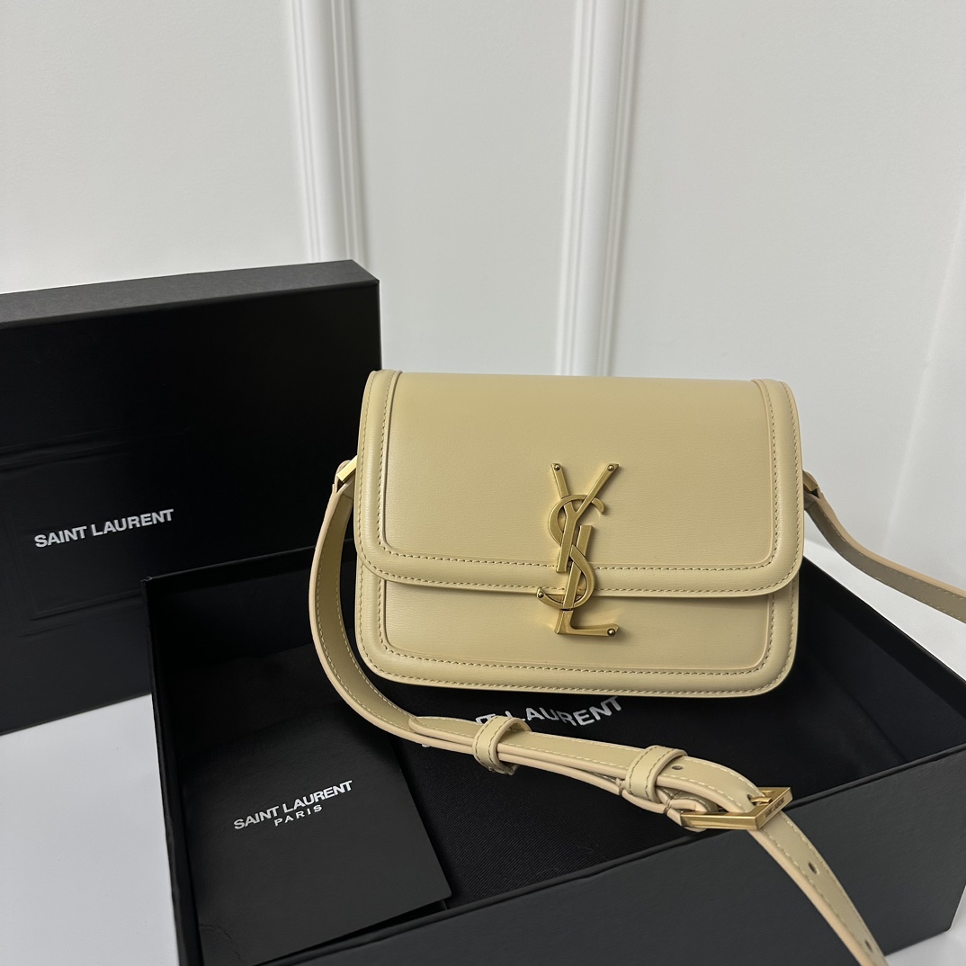 YSL Solferino Box Bag 19cm, Fine Toothpick Grain Box Calfskin  