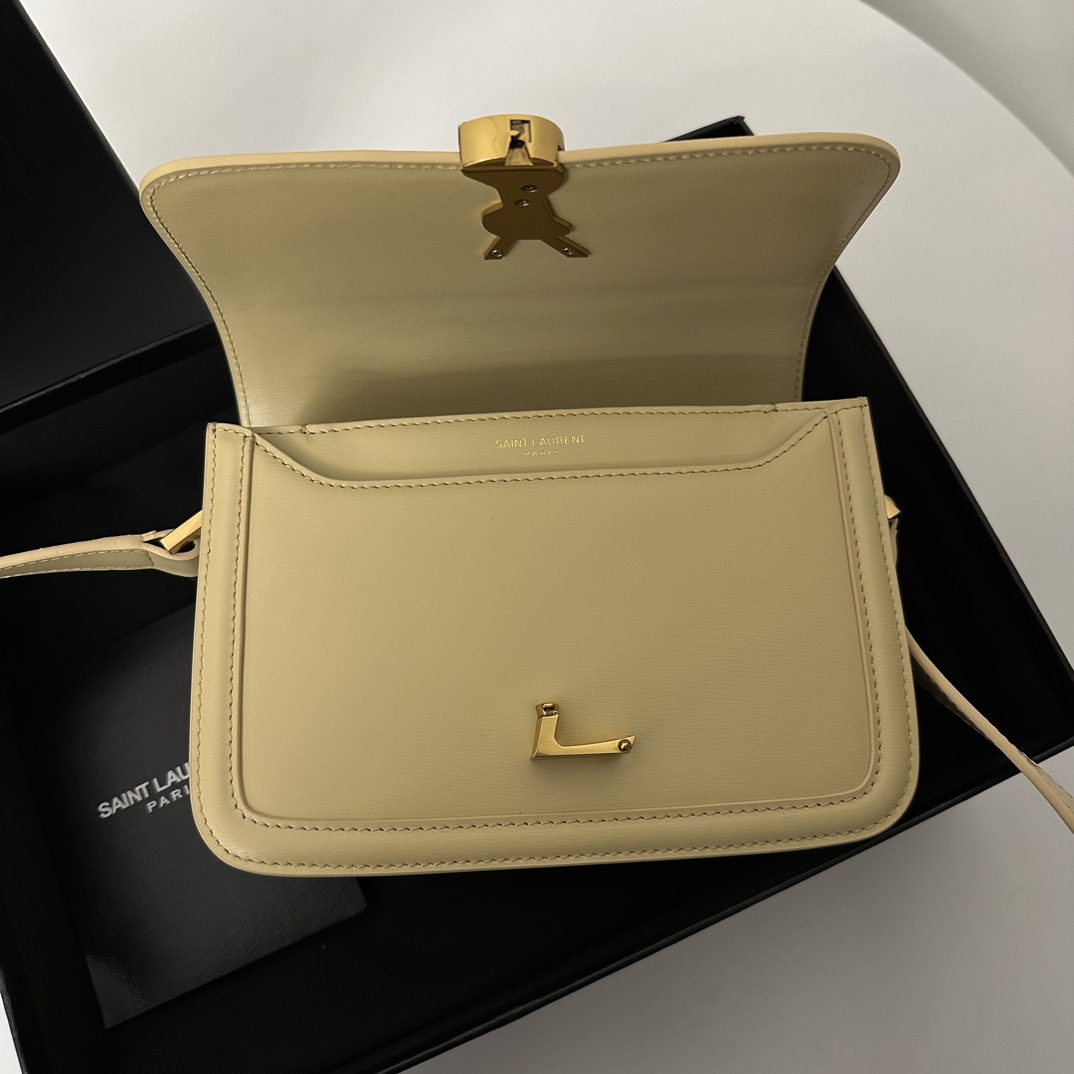 YSL Solferino Box Bag 19cm, Fine Toothpick Grain Box Calfskin  