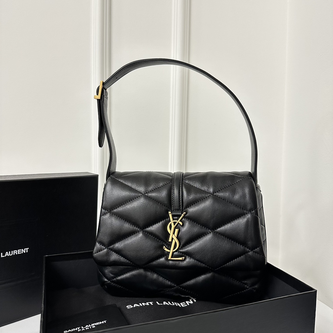 YSL LE 57 Stitched Goat Leather Underarm Bag, Diamond Grid  