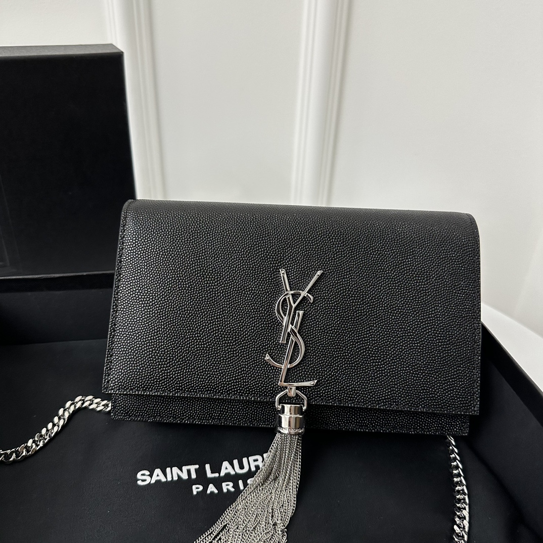 YSL Kate 19cm Caviar Classic Fringed Chain Bag  