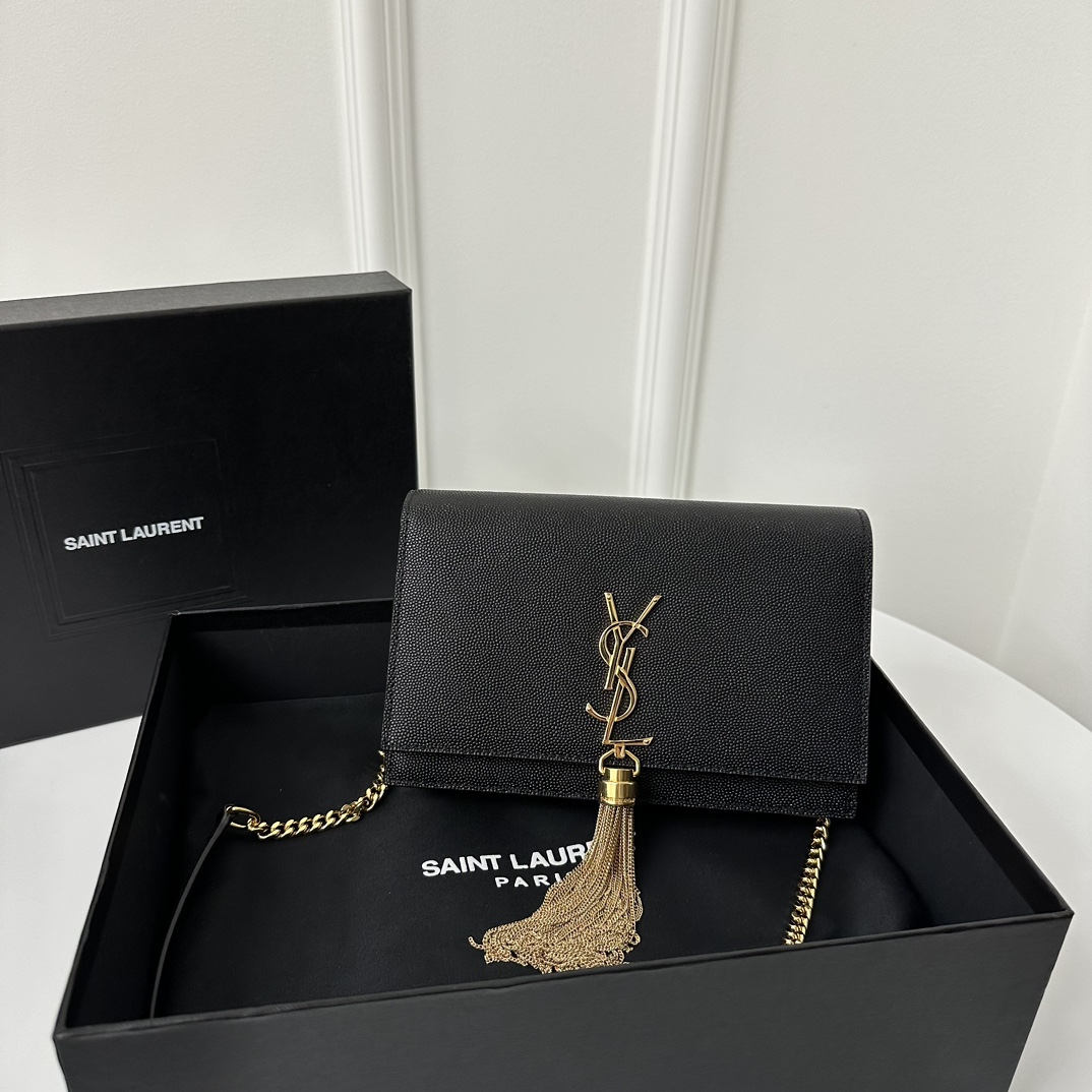 YSL Kate 19cm Caviar Classic Fringed Chain Bag  