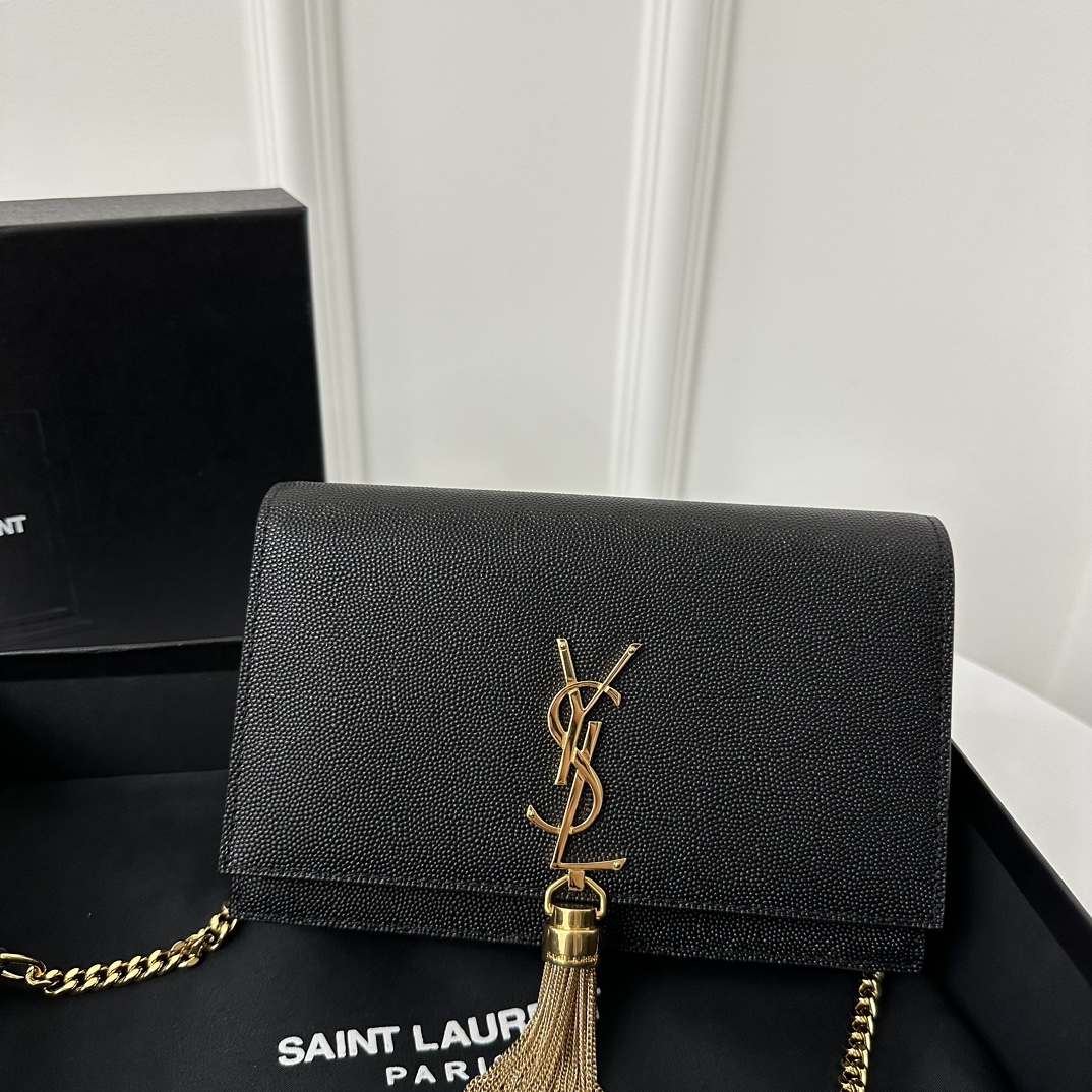 YSL Kate 19cm Caviar Classic Fringed Chain Bag  