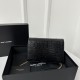 YSL Kate 19cm Crocodile Embossed Leather Classic Fringed Chain Bag  