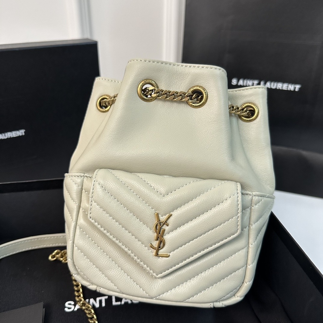 YSL V-Stitched Mini Bucket Bag, Lambskin  